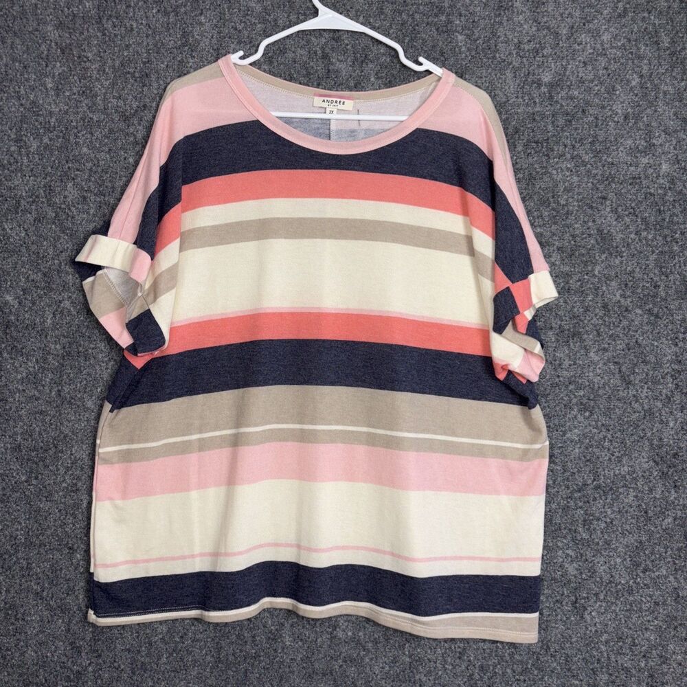 Andree by Unit Shirt Womens Size 2X Striped Casual